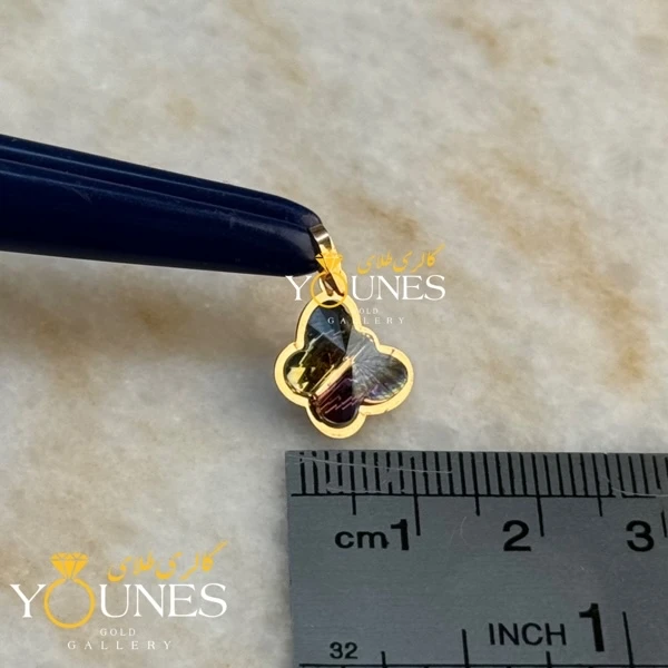 آویز طلا سواروسکی پروانه ای سیاه نارنجی بنفش